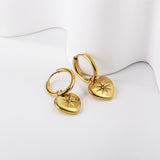 2x16mm round heart-shaped stud earrings with CZ