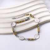 4 Oval with Portrait + 5 Gradient Gold Beads Charm Bracelet 18+3cm