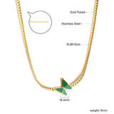 Green butterfly pendant necklace 38+5cm 18k gold