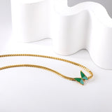 Green butterfly pendant necklace 38+5cm 18k gold