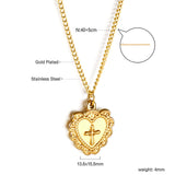 Collier pendentif coeur avec croix 40+5cm