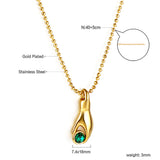 Hand-grip green diamond pendant necklace 40+5cm