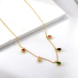 Water drop mixed color diamond pendant necklace 40+5cm