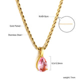 Pink & Blue & Aquamarine & Lake Blue & Yellow Teardrop Diamond Pendant Necklace 40+5cm