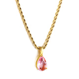 Pink & Blue & Aquamarine & Lake Blue & Yellow Teardrop Diamond Pendant Necklace 40+5cm