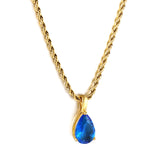 Pink & Blue & Aquamarine & Lake Blue & Yellow Teardrop Diamond Pendant Necklace 40+5cm