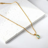 Pink & Blue & Aquamarine & Lake Blue & Yellow Teardrop Diamond Pendant Necklace 40+5cm