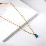 Pink & Blue & Aquamarine & Lake Blue & Yellow Teardrop Diamond Pendant Necklace 40+5cm