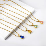 Multi-color Drop Diamond Pendant Necklace 40+5cm