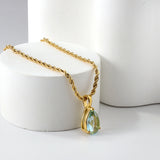 Multi-color Drop Diamond Pendant Necklace 40+5cm