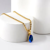 Multi-color Drop Diamond Pendant Necklace 40+5cm