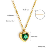 White & Black & Red & Green Heart Diamond Pendant Necklace 40+5cm