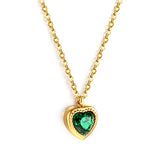 White & Black & Red & Green Heart Diamond Pendant Necklace 40+5cm