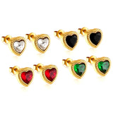 Heart-shaped earrings with CZ, four colors