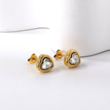 Heart-shaped earrings with CZ, four colors