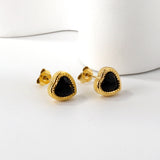 Heart-shaped earrings with CZ, four colors