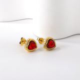 Heart-shaped earrings with CZ, four colors