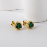 Heart-shaped earrings with CZ, four colors