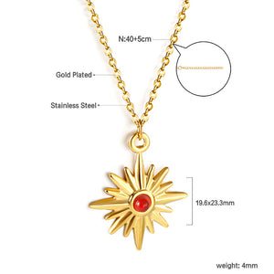 Lucky Star with red diamond pendant necklace 40+5cm