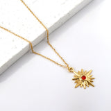 Collier pendentif Lucky Star avec diamant rouge 40+5cm