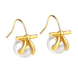 Boucles d'oreilles noeud + perle blanche Or 18 carats