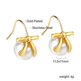 Pendientes lazo + perla blanca oro 18k