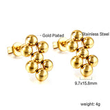 7 steel beads earrings 18 gold