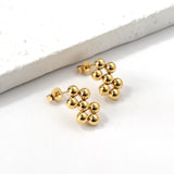 7 steel beads earrings 18 gold