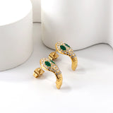 Pendientes serpiente con diamantes blancos + diamantes verdes en oro de 18k