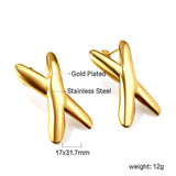 Pendientes en forma de X en oro de 18k