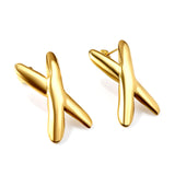 Pendientes en forma de X en oro de 18k