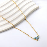 Kong Blue Bow Pendant Necklace 40+5cm Gold Color