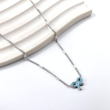 Kong Blue Bow Pendant Necklace 40+5cm Gold Color