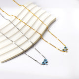 Kong Blue Bow Pendant Necklace 40+5cm Gold Color