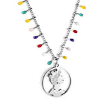 Mixed Color Teardrop Chain + Circle Woman Pendant Necklace 50+5cm