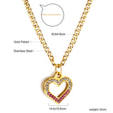 Heart Ring with Mixed Color Diamond Pendant Necklace 44+5cm