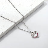 Heart Ring with Mixed Color Diamond Pendant Necklace 44+5cm