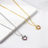 Heart Ring with Mixed Color Diamond Pendant Necklace 44+5cm