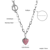 Heart with Rose Diamonds Pendant Necklace 45cm Gold