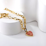 Heart with Rose Diamonds Pendant Necklace 45cm Gold