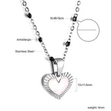 Heart shaped white oil drop pendant + black bead necklace 48+5cm