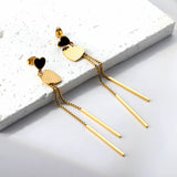 Black oil drop heart + heart + two rectangular bar earrings in 18k gold