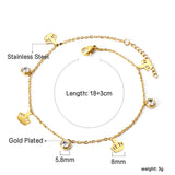 4 Crowns + 3 Round Diamonds Accessories Charm Bracelet 18+3cm Golden