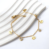 4 Crowns + 3 Round Diamonds Accessories Charm Bracelet 18+3cm Golden