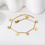 4 Crowns + 3 Round Diamonds Accessories Charm Bracelet 18+3cm Golden