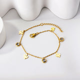 4 Cactus + 3 Round Diamonds Accessories Charm Bracelet 18+3cm Golden