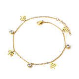 4 Tree + 3 Round Diamonds Accessories Charm Bracelet 18+3cm Gold