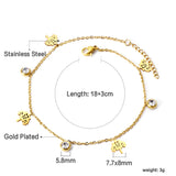 4 Tree + 3 Round Diamonds Accessories Charm Bracelet 18+3cm Gold