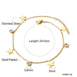 Spring 4 stars + 3 round diamonds accessories charm anklet 24+3cm