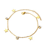 Spring 4 stars + 3 round diamonds accessories charm anklet 24+3cm